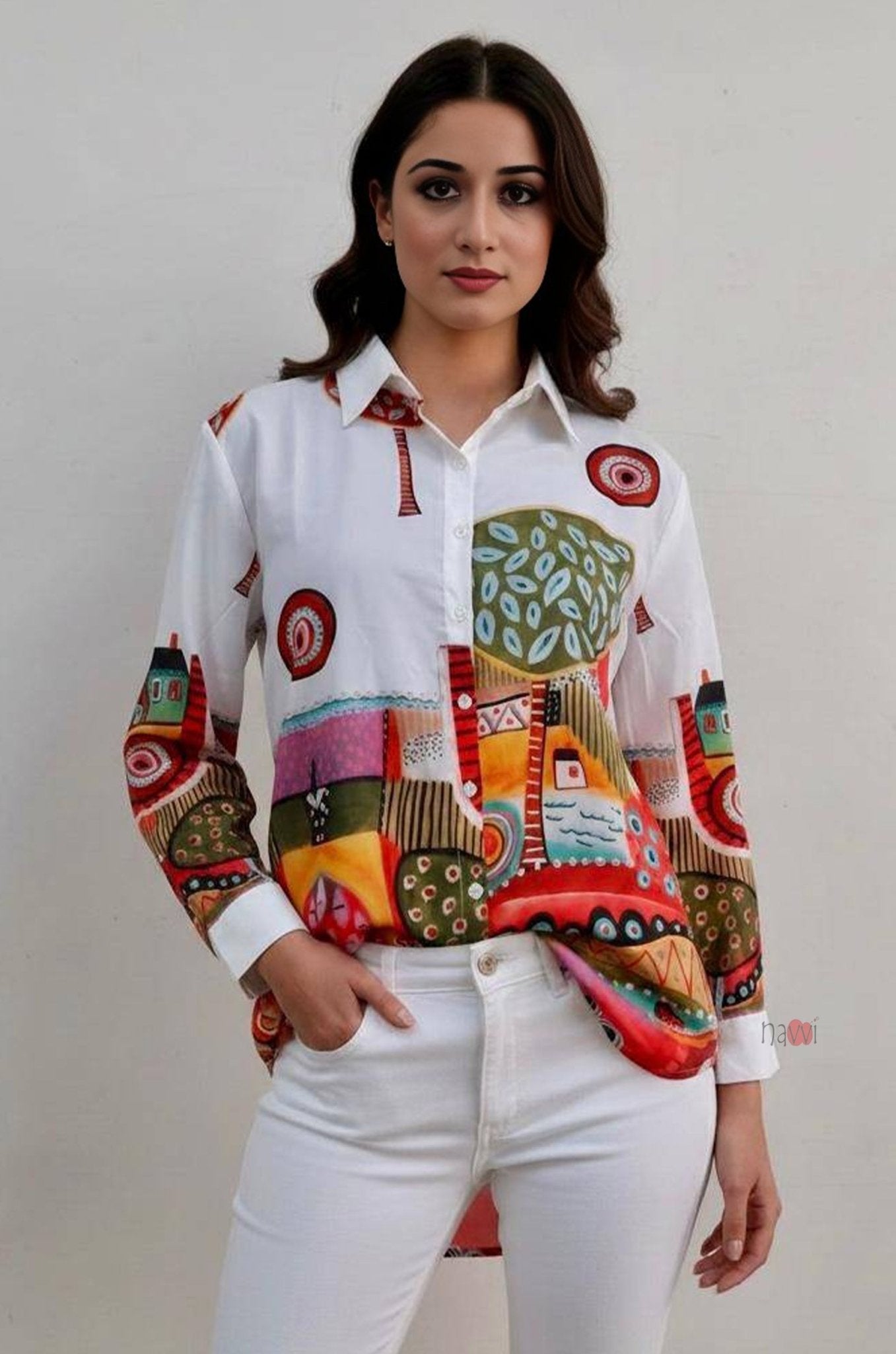 Abstract Print Shirt for Women - Navvi.in
