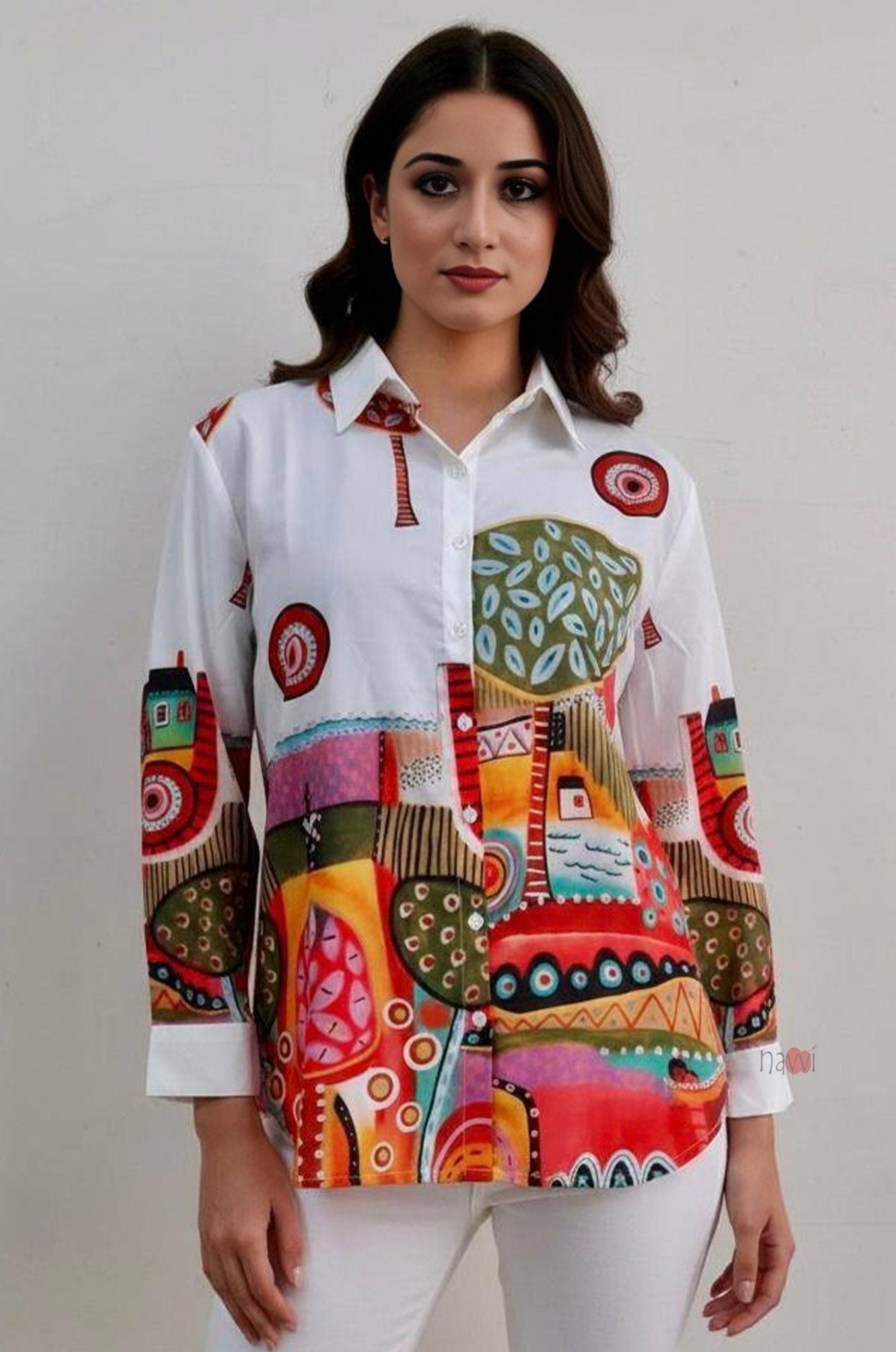 Abstract Print Shirt for Women - Navvi.in