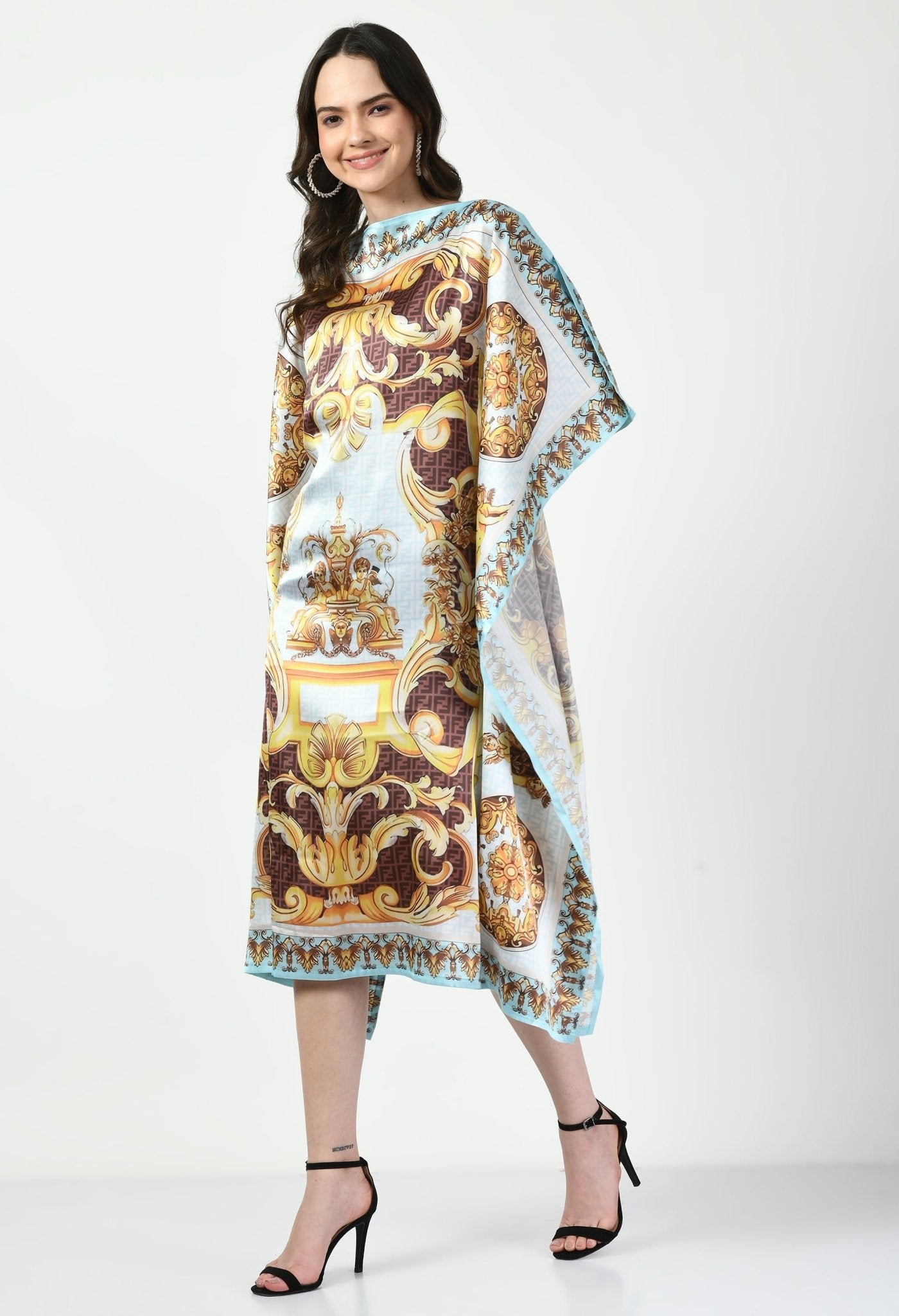Abstract Vintage Kaftan Dress - Navvi.in