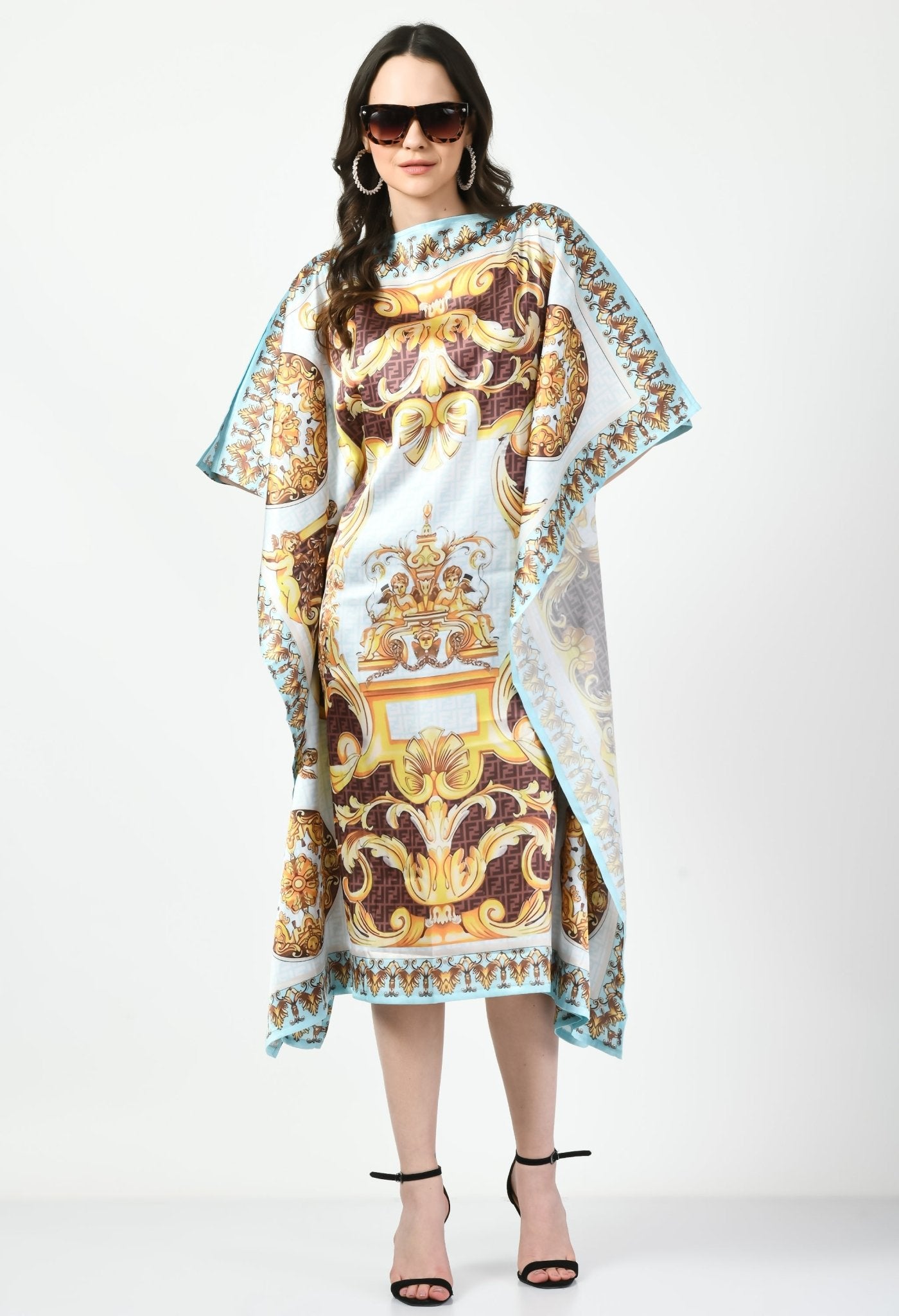 Abstract Vintage Kaftan Dress - Navvi.in