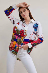 Artistic Print Casual Shirt - Navvi.in