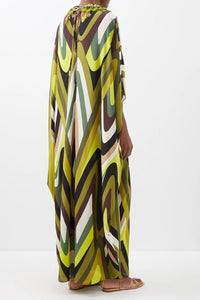 Asymmetric Silk Crepe Kaftan - Navvi.in