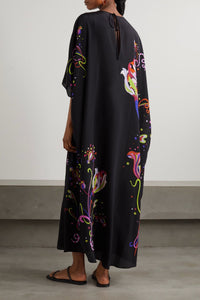 Black Neon Splash Kaftan Dress - Navvi.in