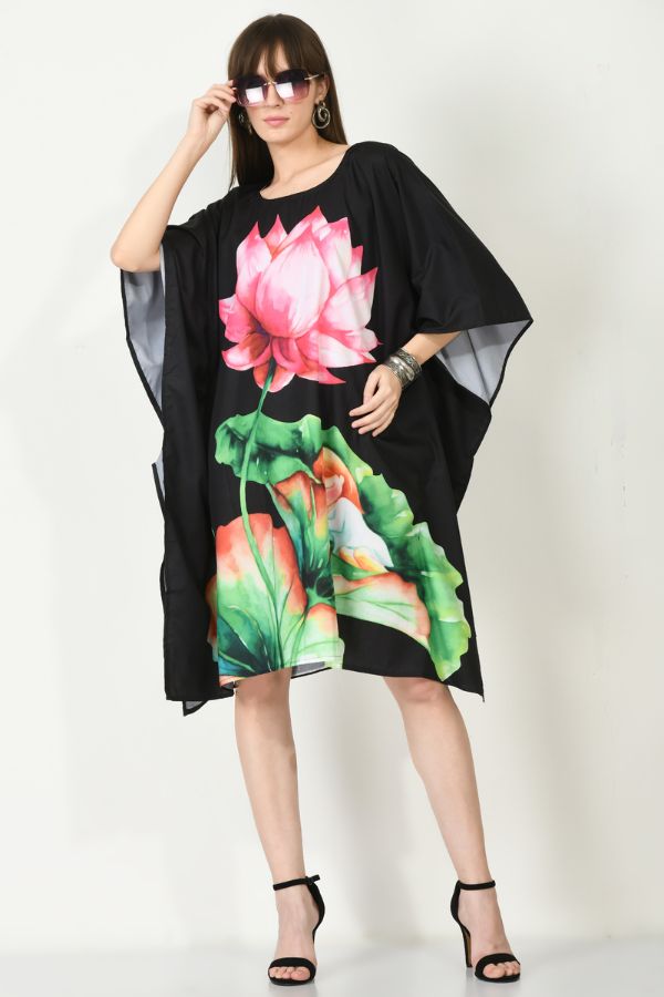 Black Short Kaftan Dress - Navvi.in