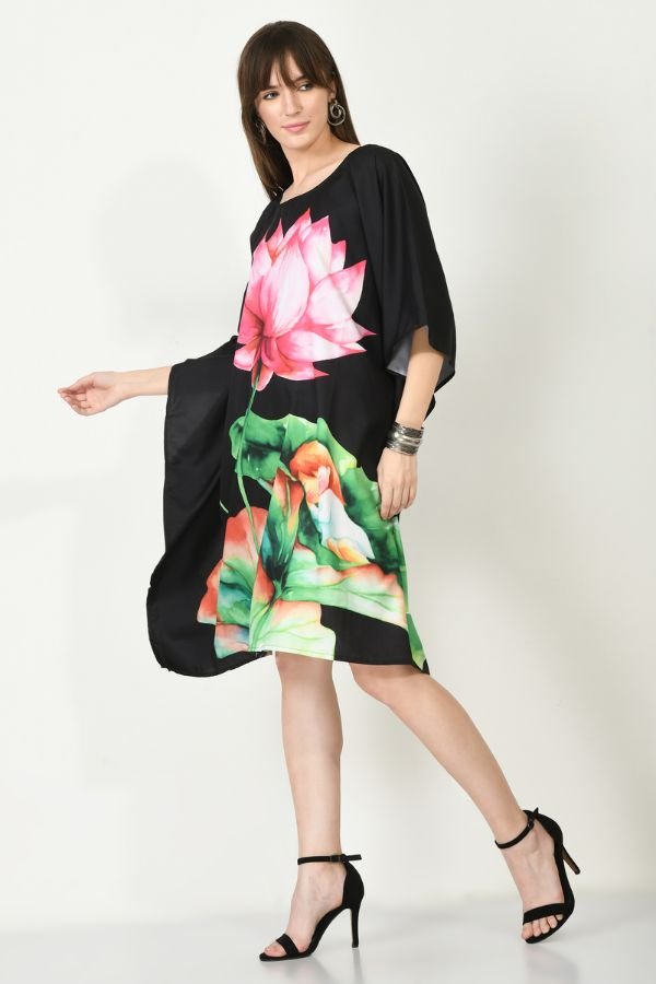 Black Short Kaftan Dress - Navvi.in