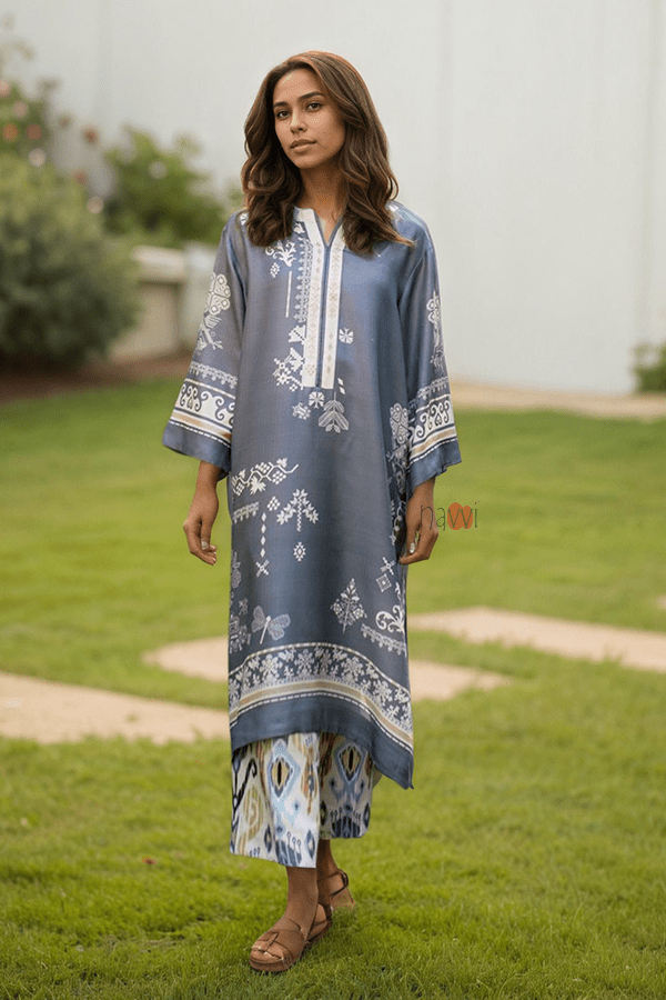 Bloom Lawn Cotton Satin Co - ord Set - Navvi.in