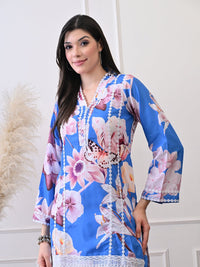 Blue Blossom Luxe Co - ord Set - Navvi.in