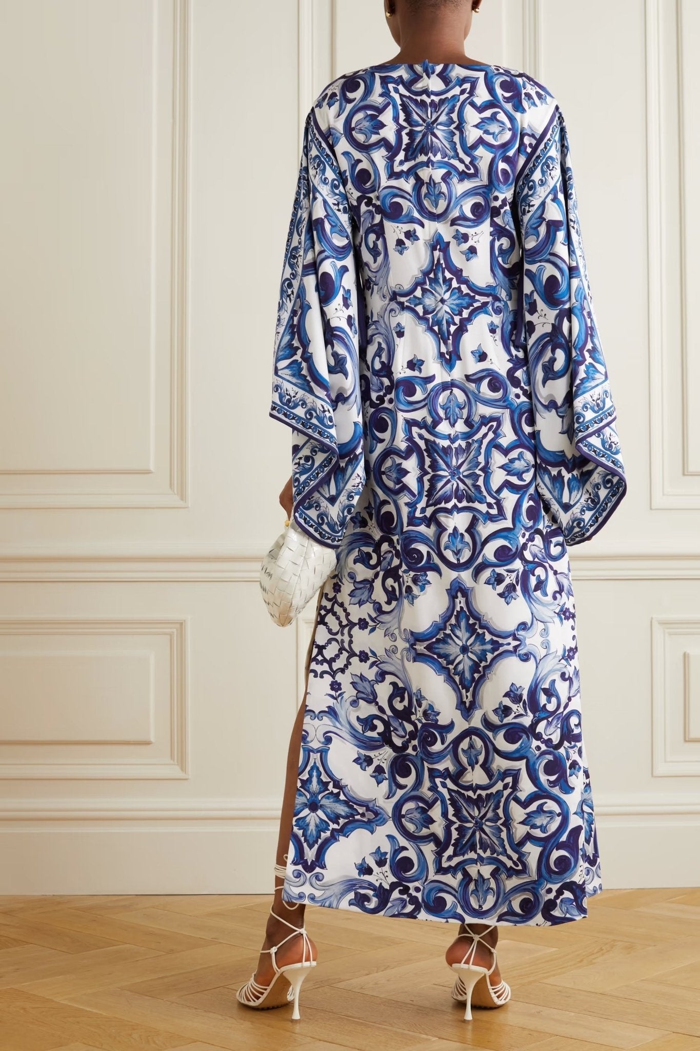 Blue Lagoon Organza Silk Kaftan Dress - Navvi.in