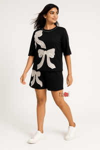 Bowtiful Embellished Babe Co - ord Set - Navvi.in