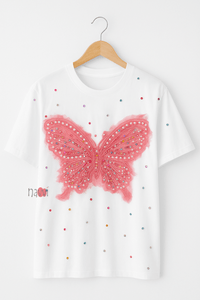 Butterfly Embellished Crush Tee - Navvi.in