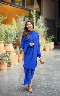 Carlo Royal Blue Knot Co - ord Set - Navvi.in
