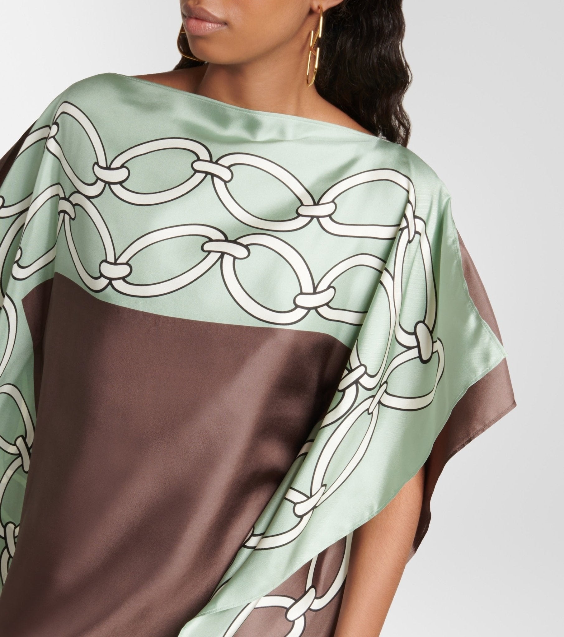 Chain Lock Satin Silk Short Kaftan - Navvi.in
