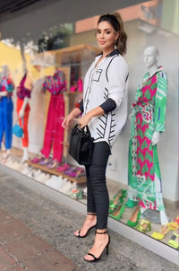 Chic Style White Printed Shirt - Navvi.in