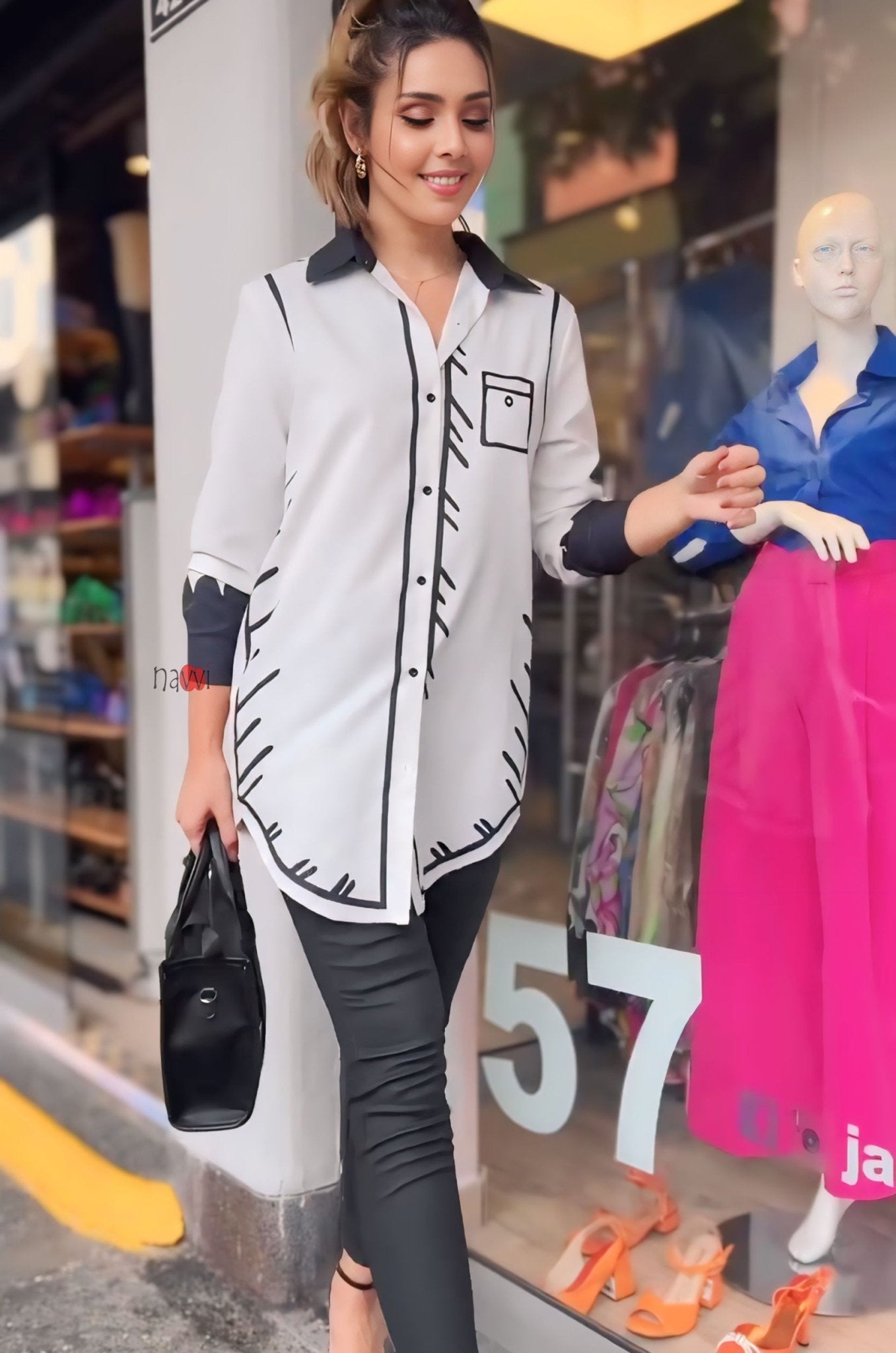 Chic Style White Printed Shirt - Navvi.in