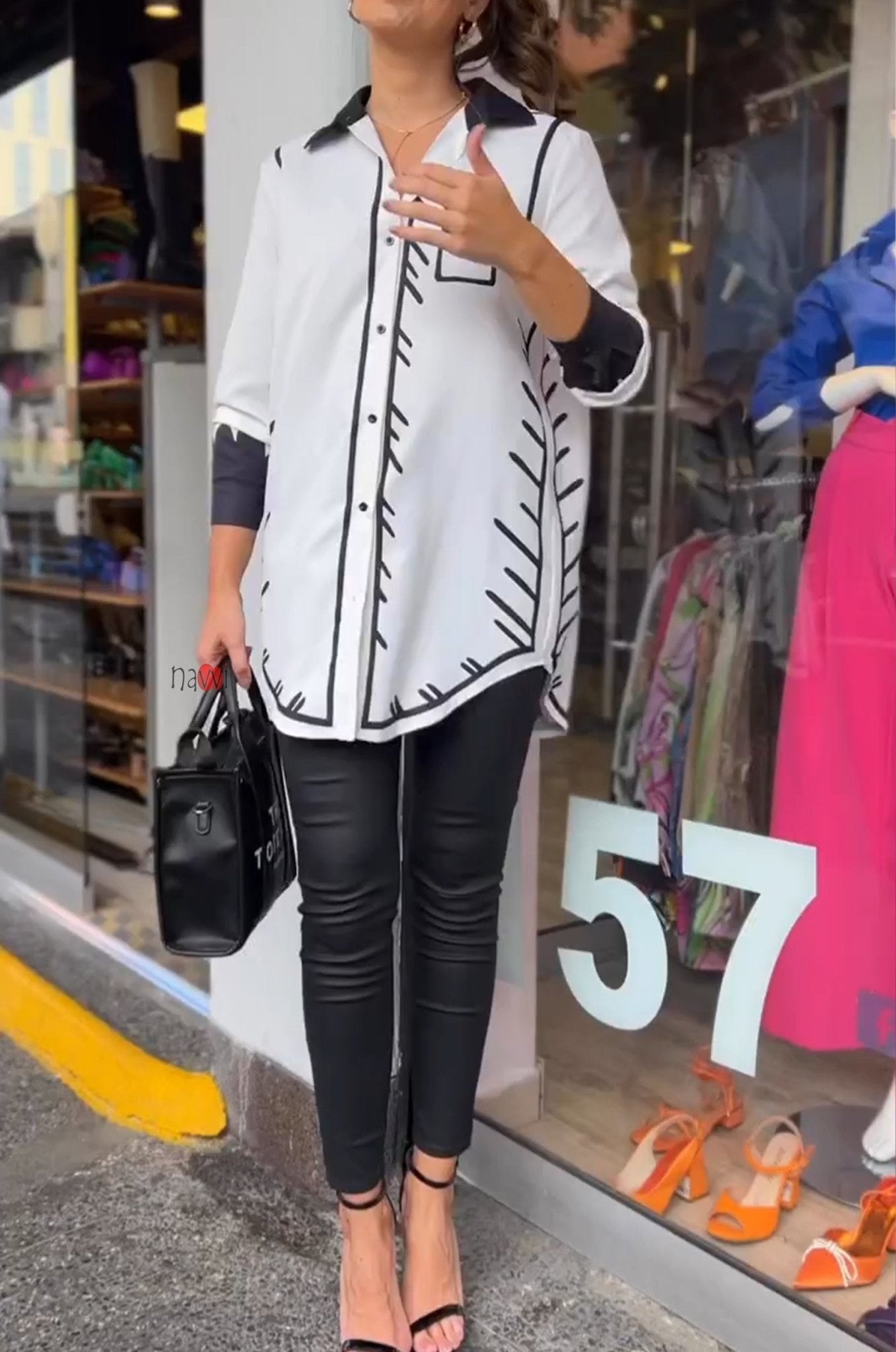 Chic Style White Printed Shirt - Navvi.in