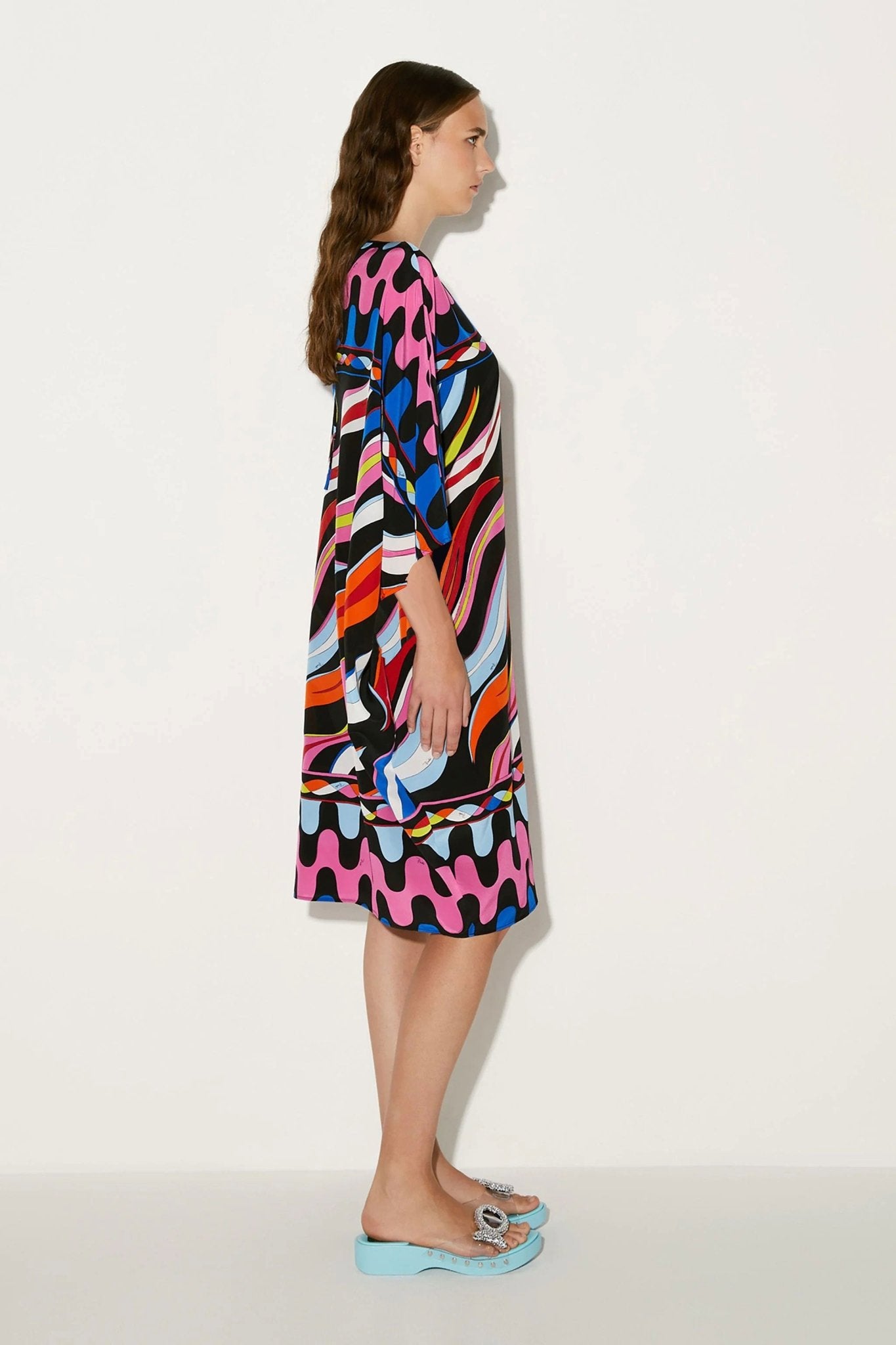 Colorful Zebra Stripes Mid - Length Kaftan - Navvi.in