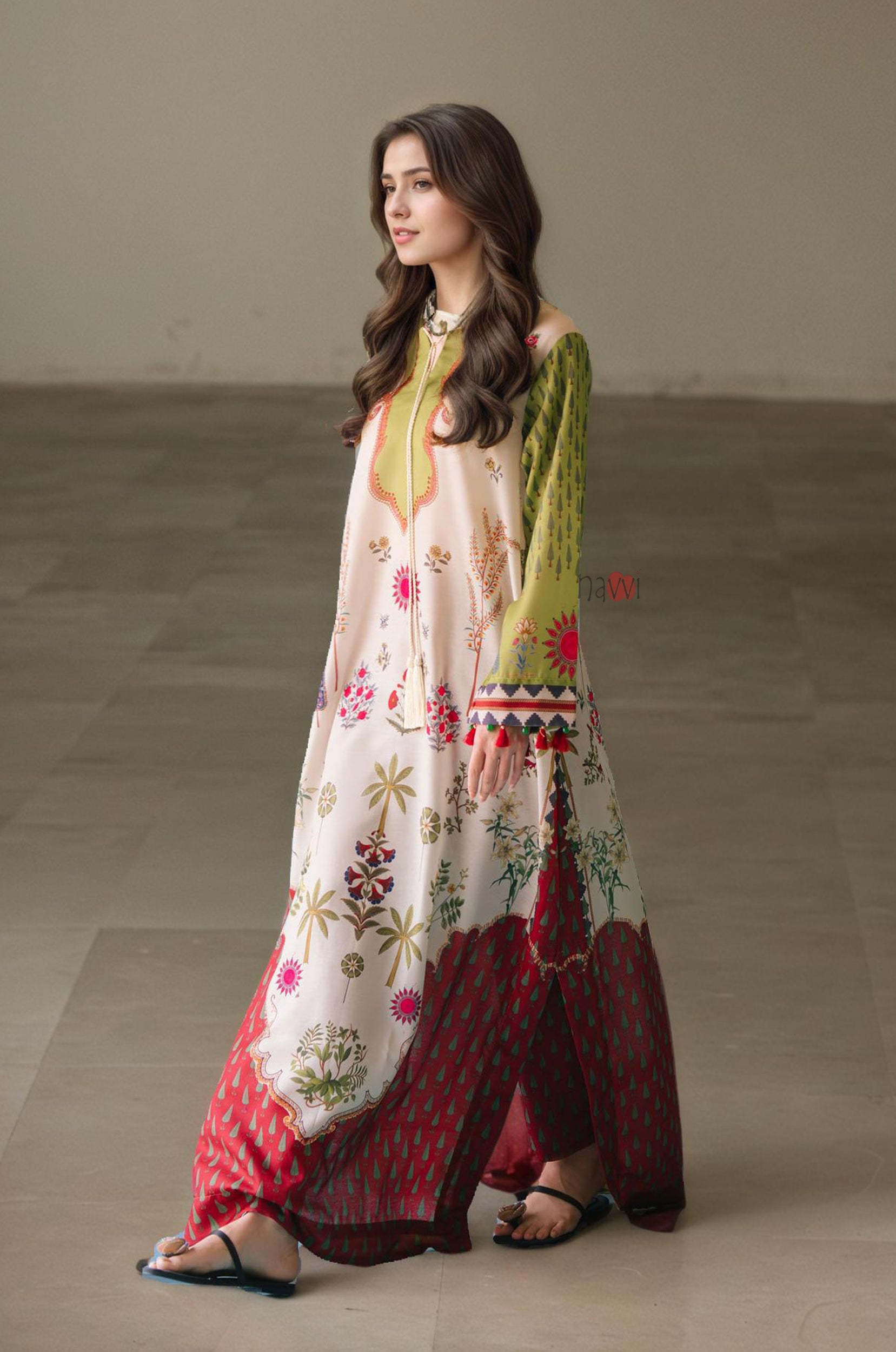 Elegant Garden Inspired Kurta With Pants