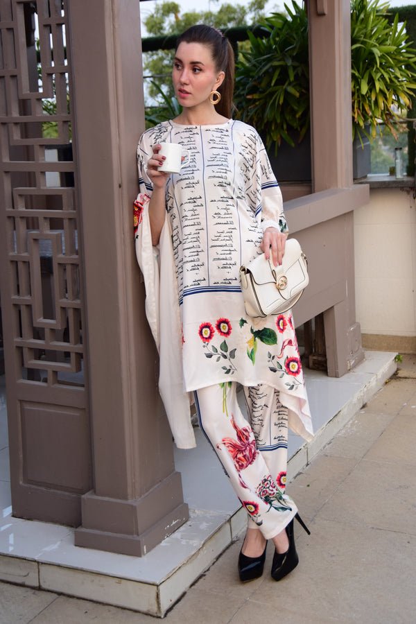 Floral Print Kaftan Co - ord Set - Navvi.in