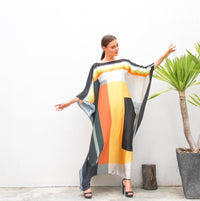 Geometric Print Wide Kaftan Dress - Navvi.in