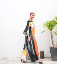 Geometric Print Wide Kaftan Dress - Navvi.in