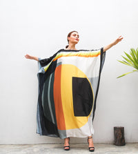Geometric Print Wide Kaftan Dress - Navvi.in