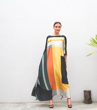 Geometric Print Wide Kaftan Dress - Navvi.in