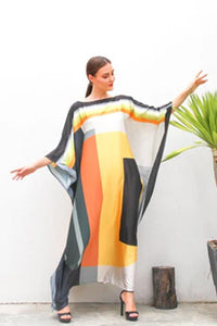 Geometric Print Wide Kaftan Dress - Navvi.in