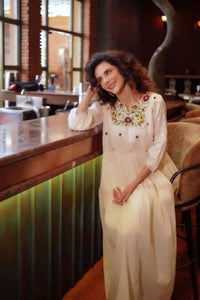 Hand Embroidered A - line Dress - Navvi.in