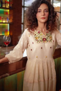 Hand Embroidered A - line Dress - Navvi.in