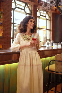 Hand Embroidered A - line Dress - Navvi.in