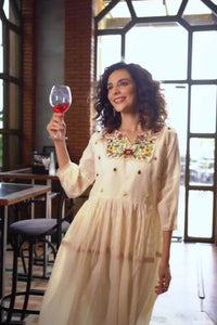 Hand Embroidered A - line Dress - Navvi.in