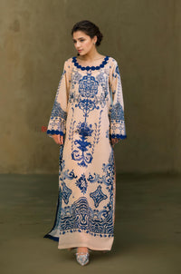 Classic Beige Kaftan with Blue Detailing