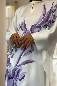 Lavender Grace Satin Floral Co - ord Set - Navvi.in