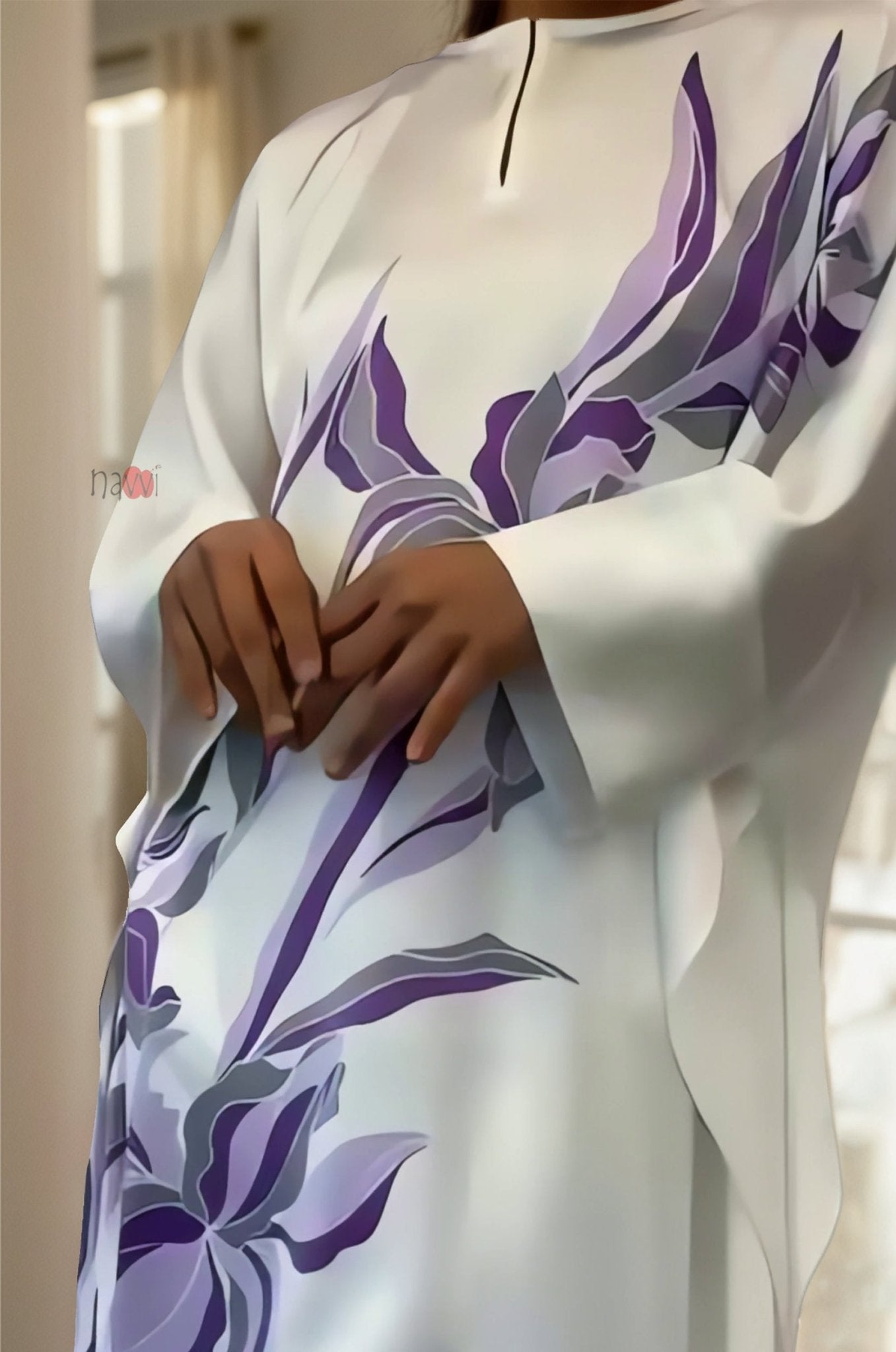 Lavender Grace Satin Floral Co - ord Set - Navvi.in