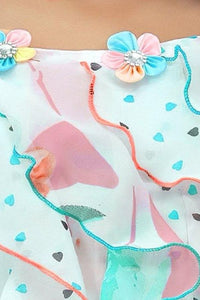 Light Blue Floral Summer Dress With Headband - Navvi.in