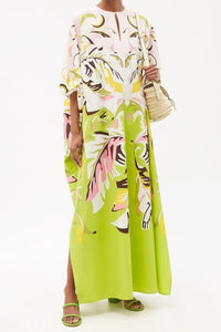 Moss Green Kaftan Dress - Navvi.in