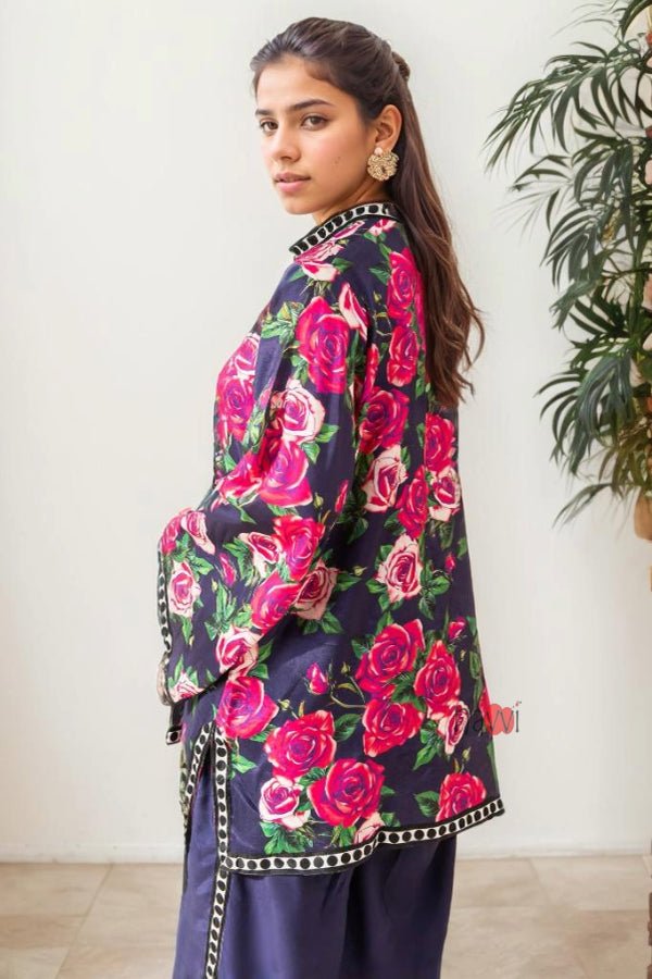 Rose Printed Lounge Co - Ord Set - Navvi.in