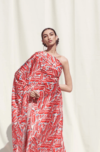 Rosette Satin Off Shoulder Kaftan Dress - Navvi.in