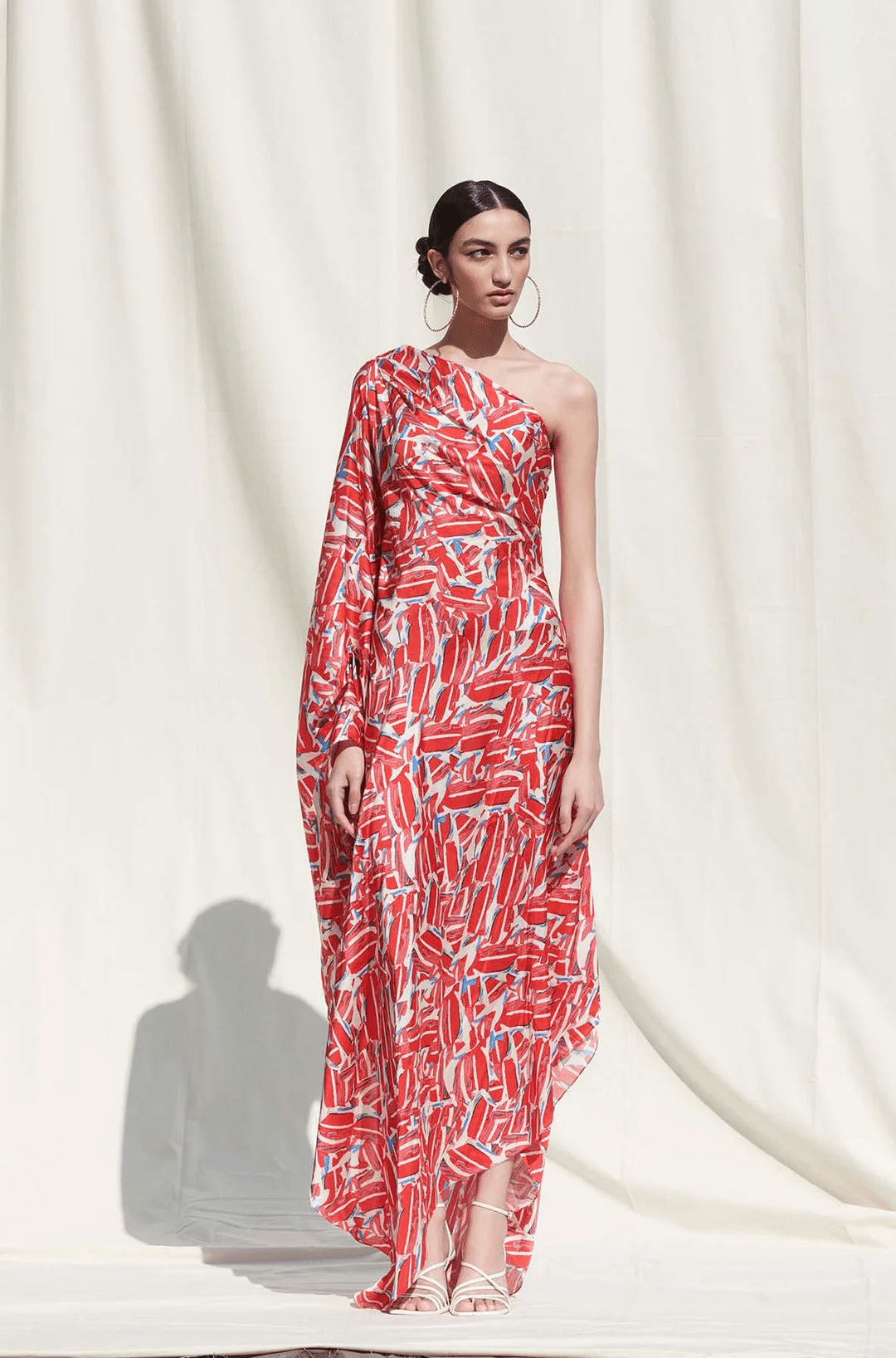 Rosette Satin Off Shoulder Kaftan Dress - Navvi.in