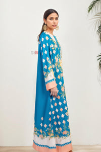 Statement Blue Floral Kaftan Dress