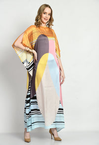 Satin Silk Kaftan Dress - Navvi.in