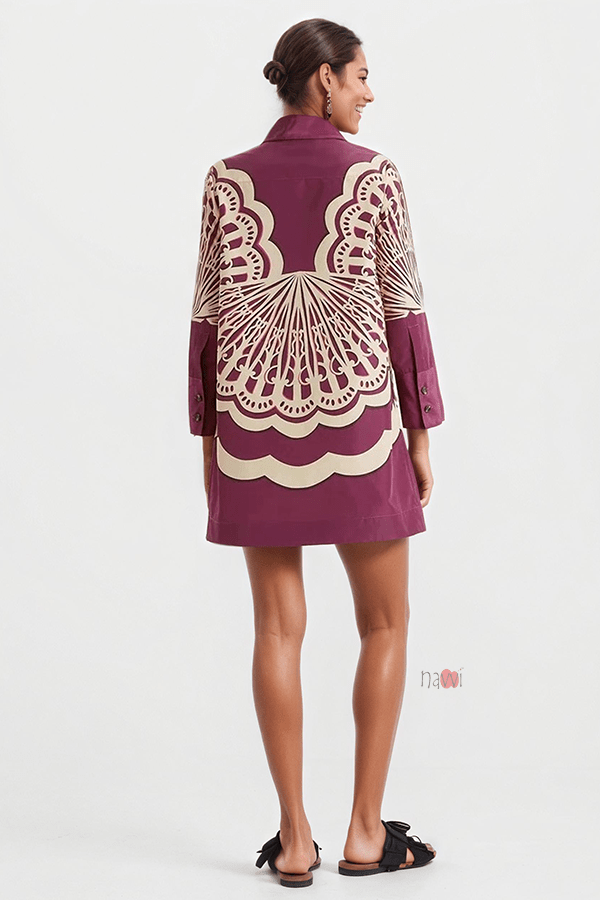 Scallop Bloom Shirt Dress - Navvi.in
