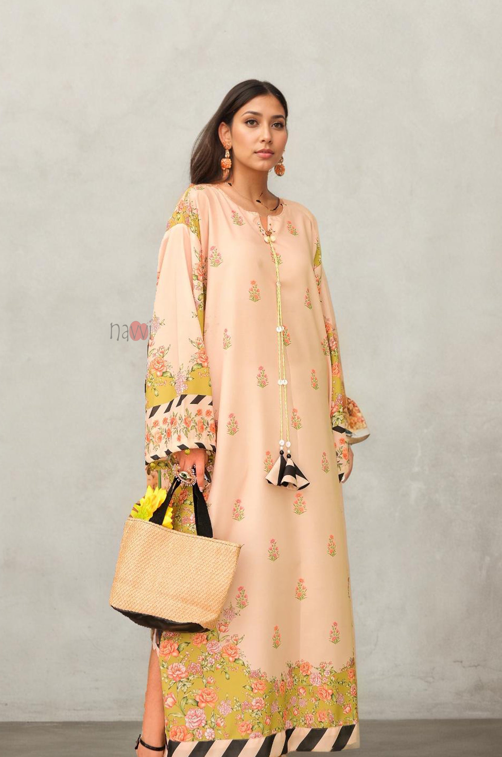 Luxury Printed Kaftan in Pastel Hues