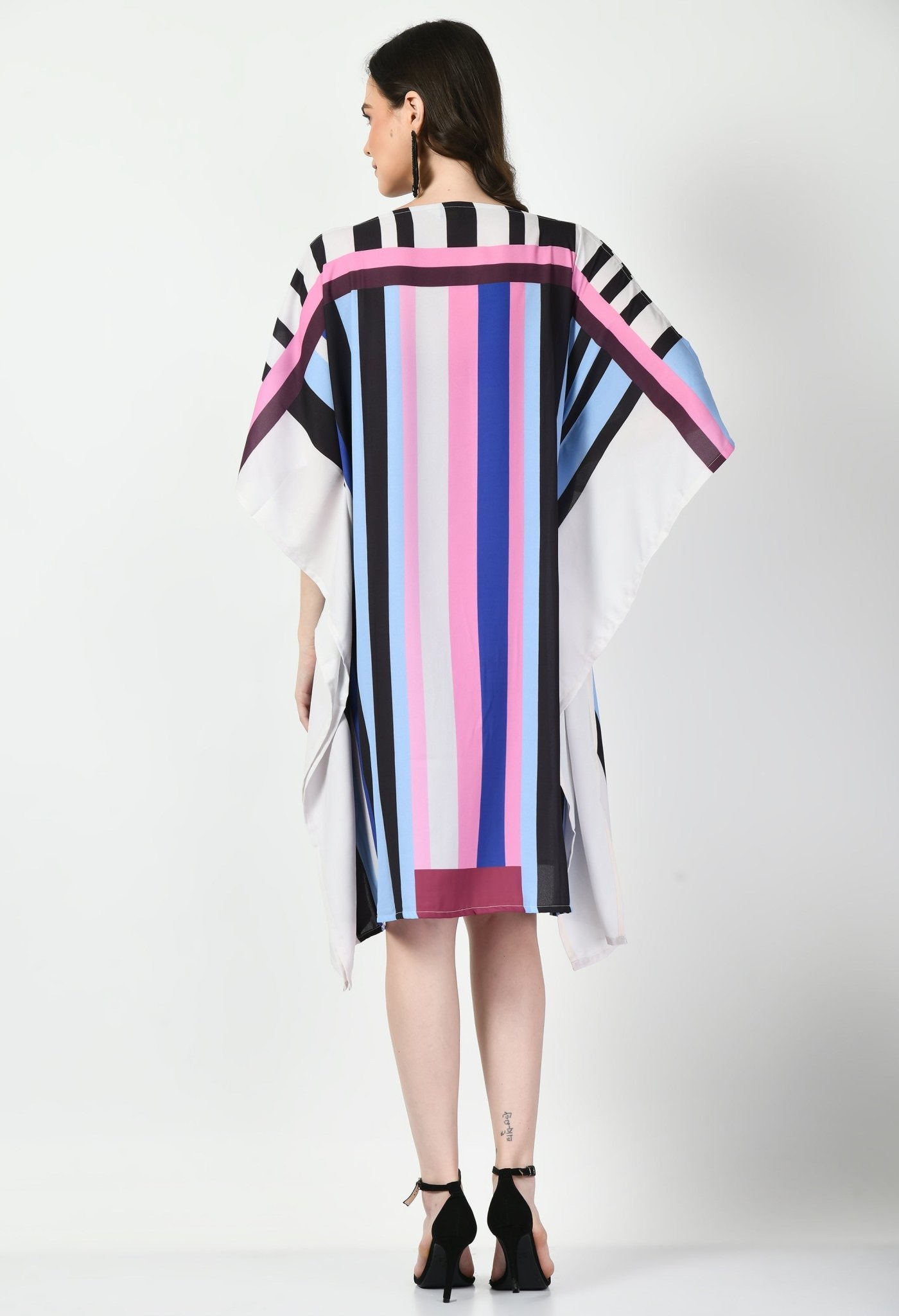 Stripes Short Kaftan Dress - Navvi.in