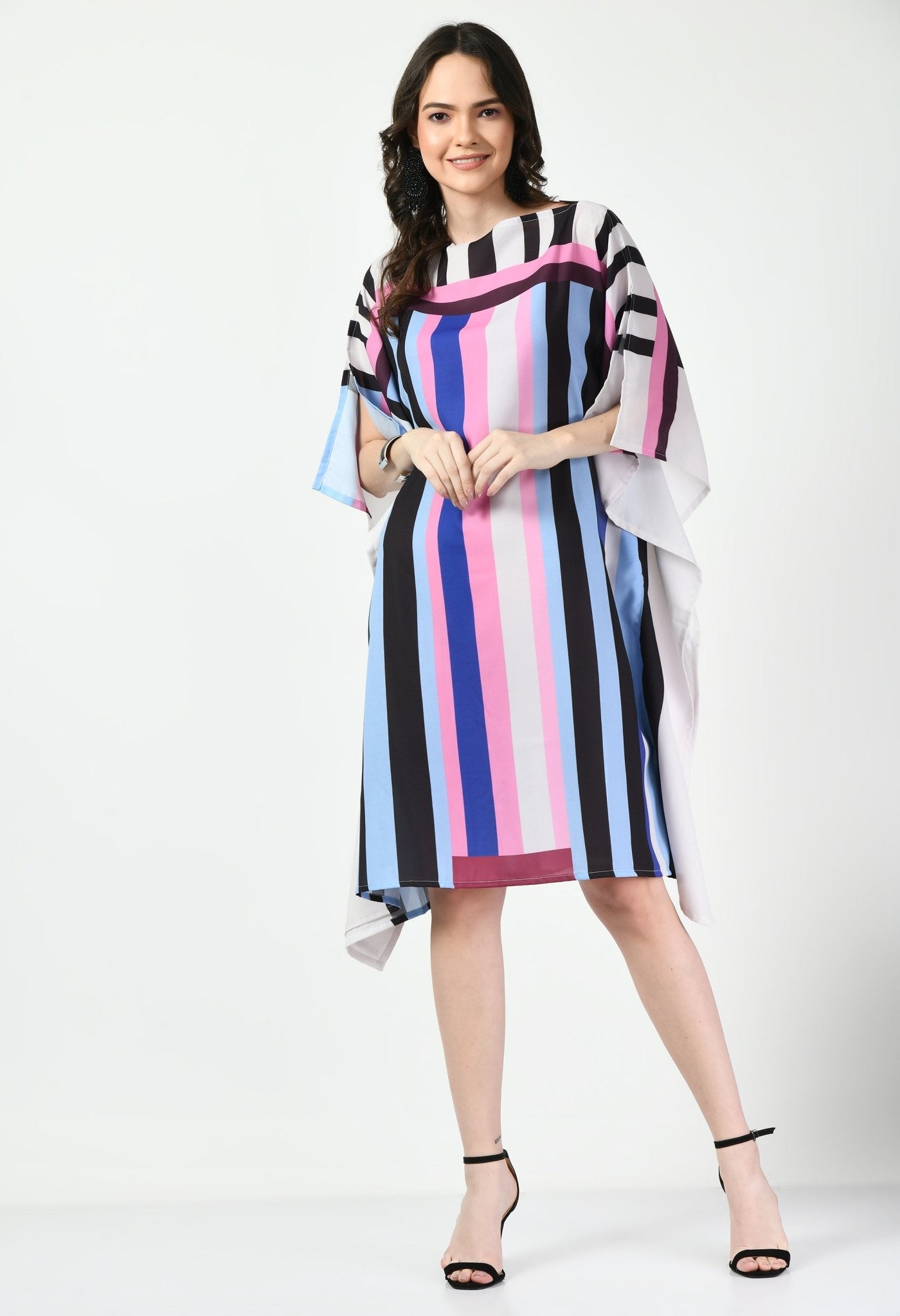 Stripes Short Kaftan Dress - Navvi.in