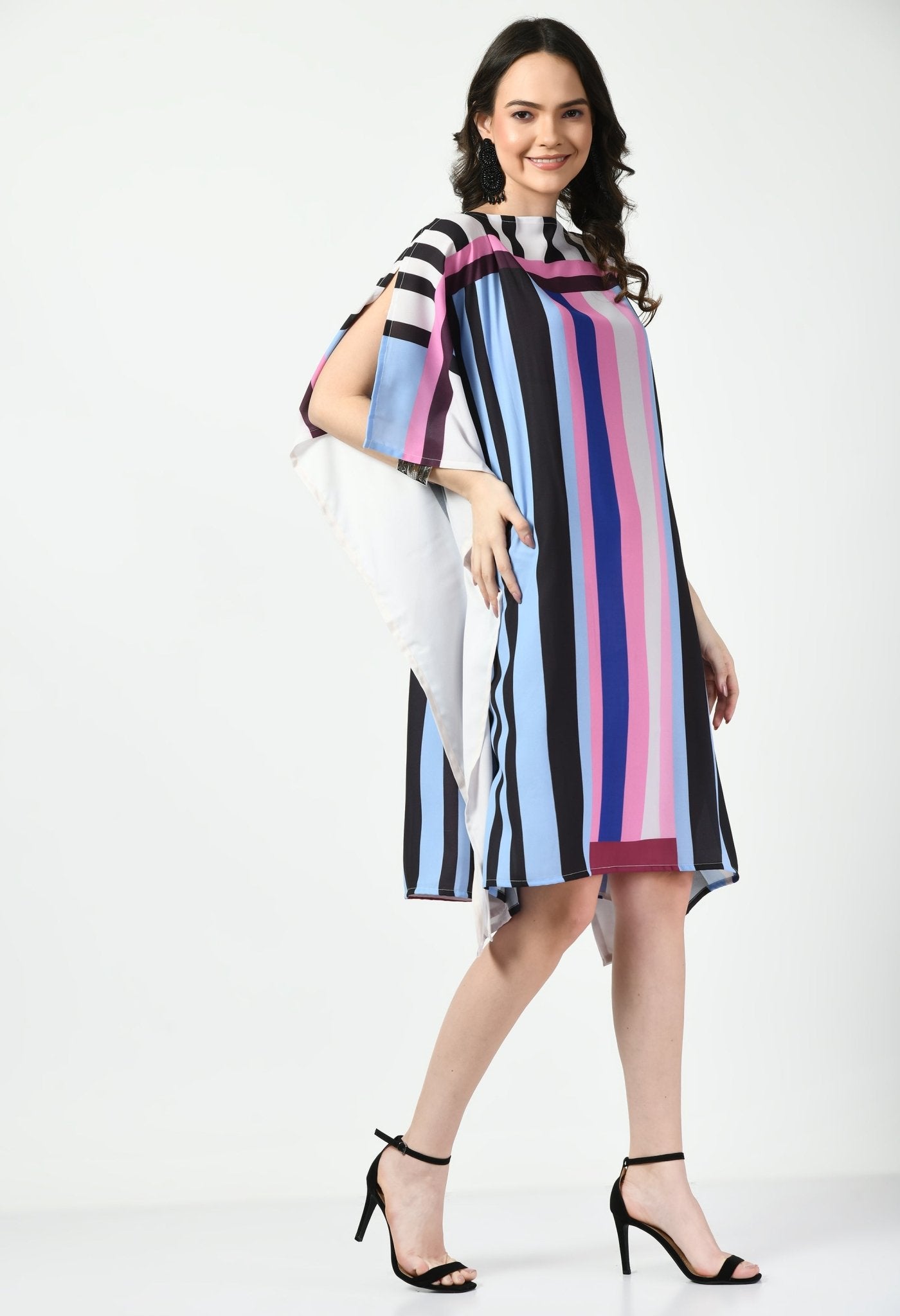 Stripes Short Kaftan Dress - Navvi.in