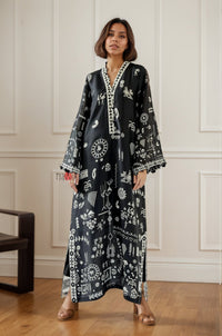 Tribal Noir Boho Kaftan Dress - Navvi.in
