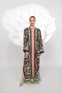 V - Neck Floral Print Long Kaftan Dress - Navvi.in