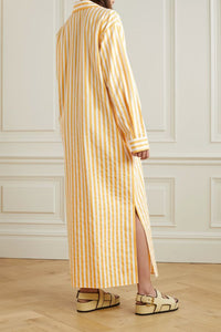 Vertical Stripes Shirt Dress - Oversize - Navvi.in