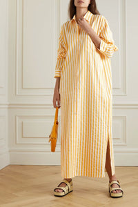 Vertical Stripes Shirt Dress - Oversize - Navvi.in
